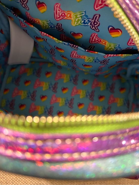 Loungefly Lisa Frank Color Block Holographic Glitter Mini Backpack NEW Rainbow main image 7